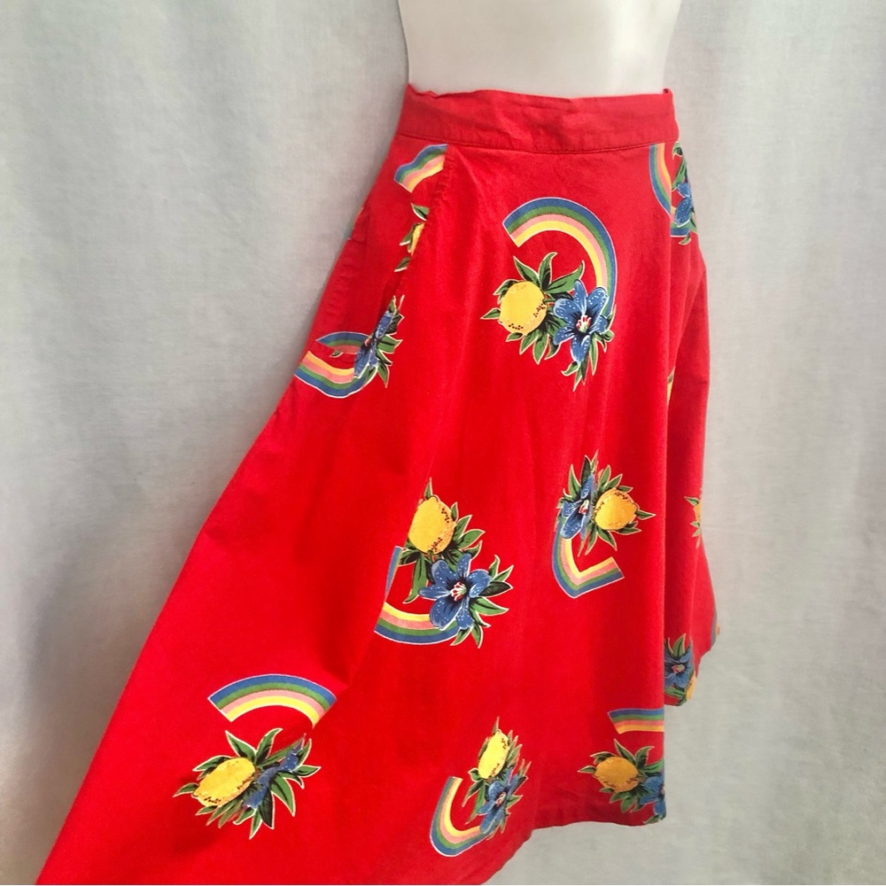 Vintage Hawaiian Rainbow Floral Swing Skirt 60s-70s Medium - Picture 8 of 12